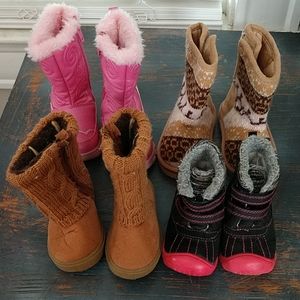 Lot of 4 girls boots size 4 toddler